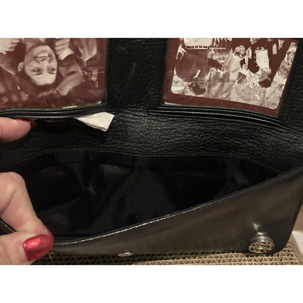 Brighton Black Leather Floral Embroidery Beaded Large Organizer Wallet Crossbody
